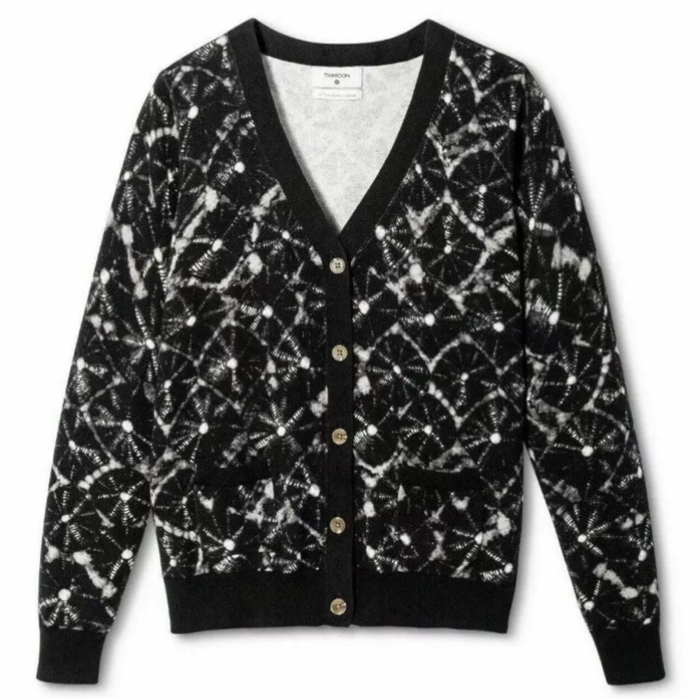 Thakoon Cardigan Shibori Print V-Neck Sweater Target Size S Geometric Limited Ed